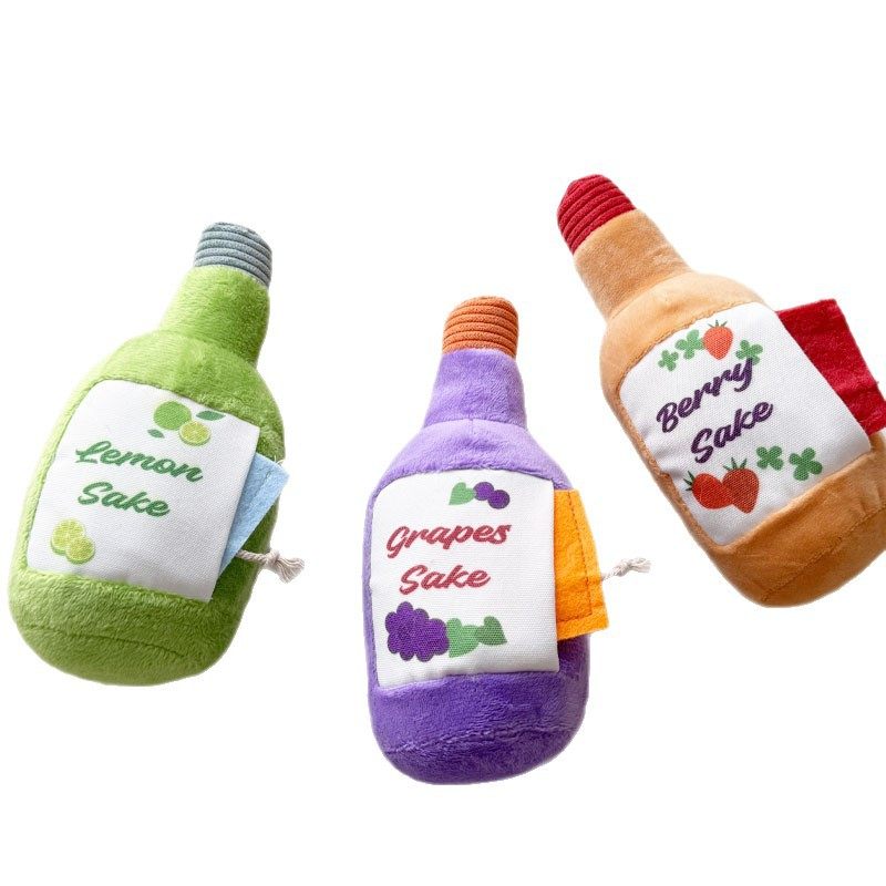 宠物狗狗猫咪毛绒玩偶玩具发声酒瓶小幼犬陪伴自嗨磨牙耐咬香水瓶 - 图3