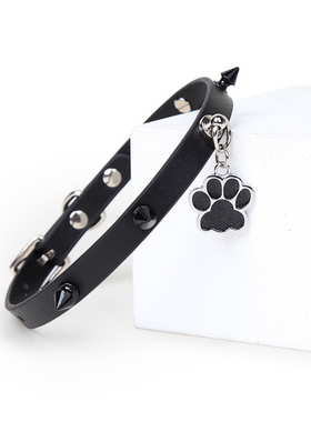 项圈女m定制金属狗爪吊牌锁骨链颈带皮质脖圈