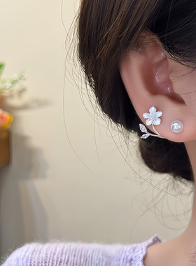 s925银淡水珍珠耳钉女防过敏耳钉