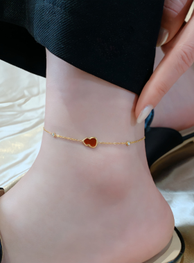 18k金红葫芦脚链女小众设计足链