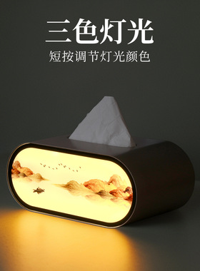 创意纸巾盒灯光画生日礼物氛围小夜灯花瓶装饰触摸调节床头灯轻奢