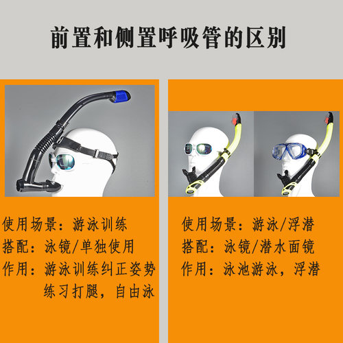 潜水游泳浮潜全干式呼吸管装备潜水水下呼吸器自由泳训练儿童成人 - 图3