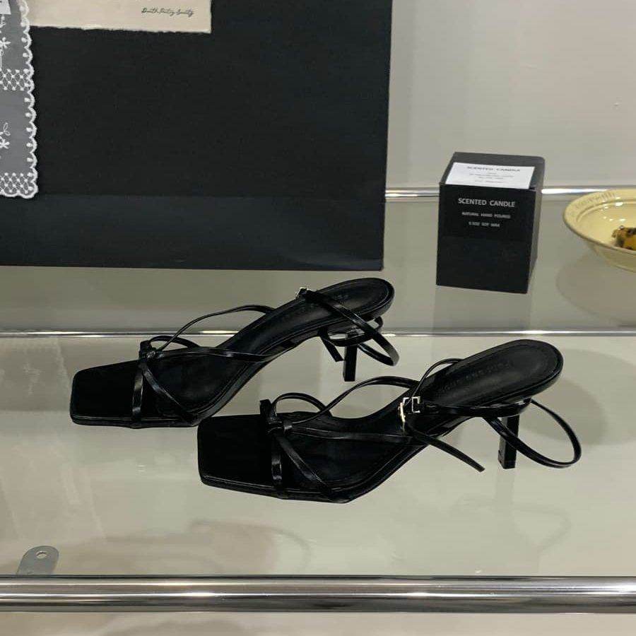 2025新款仙女交叉带细跟淑女气质高跟拖鞋夏季外穿蝴蝶结方头凉鞋,淘宝优惠券,粉丝福利购,淘宝优惠卷