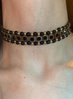 甜酷轻奢小众设计黑金项链