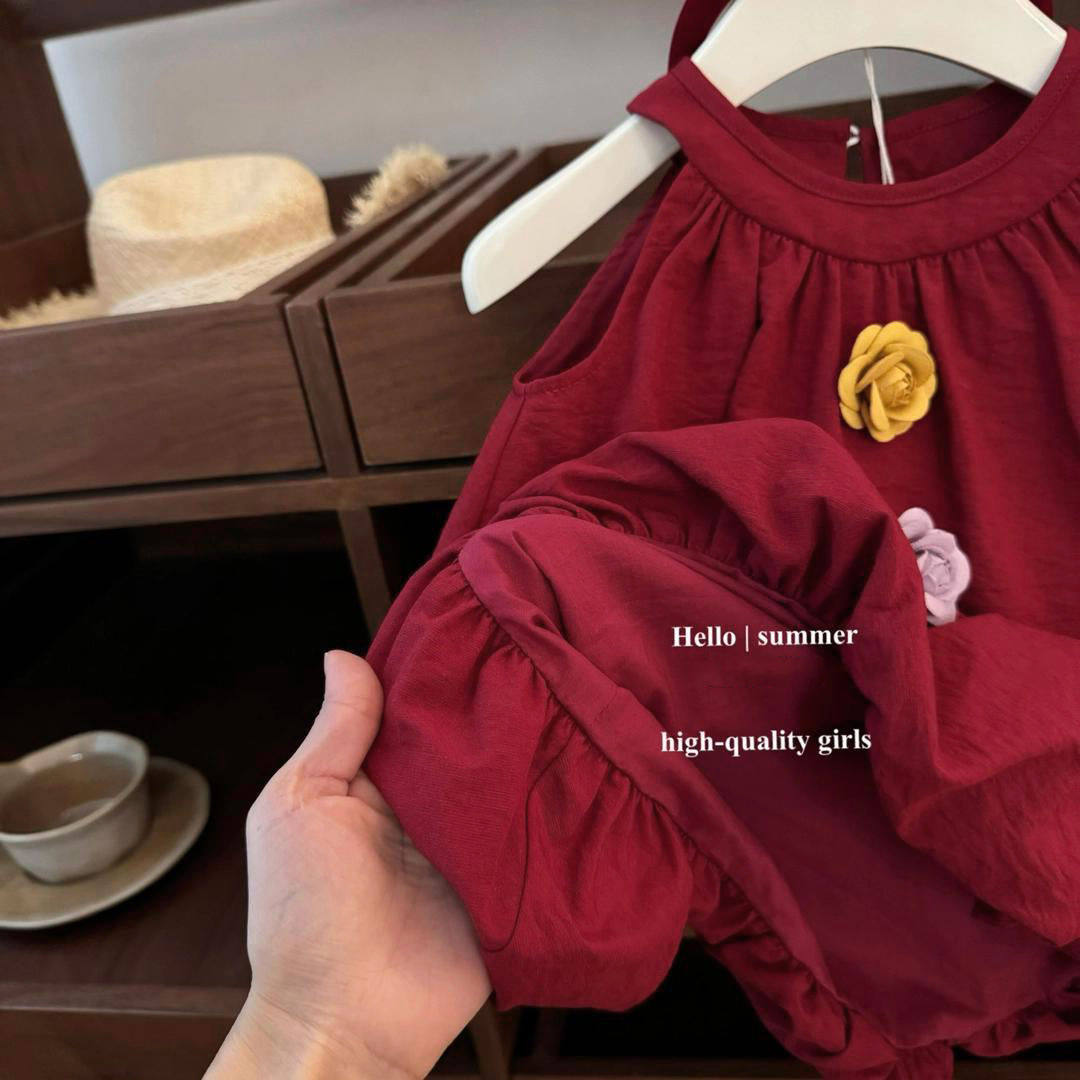 2026夏季新款红山茶女宝宝度假风显白洋气高级感花苞背心裙公主裙,淘宝优惠券,粉丝福利购,淘宝优惠卷