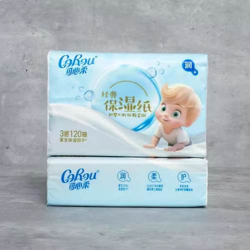 可心柔120抽经典婴幼儿柔软纸巾纸面巾柔润鼻敏感面巾纸家用大包 - 图1
