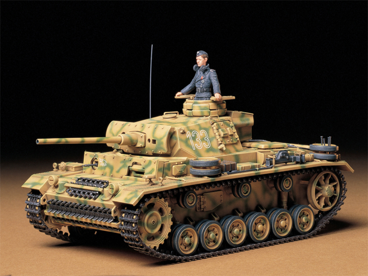 田宫拼装战车模型 1/35 德军三号L型坦克 35215 - 图0