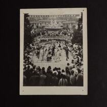 The original black and white old photo of the Wenge Period celebrates the founding of the Peoples Republic of China twenty