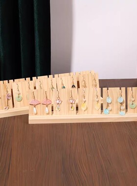 饰品展示架创意实木卡片耳环耳钉耳收纳架项链吊坠饰品陈列架