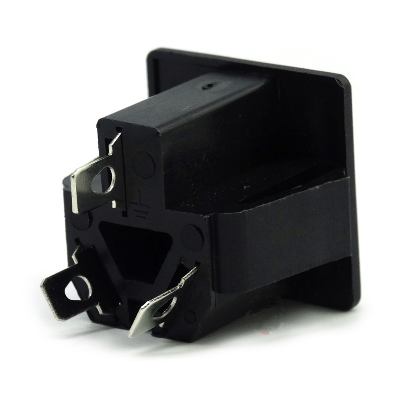 AC电源插座 国标三脚母座嵌入式侧卡位三扁脚ups/pdu10A接线横块 - 图1