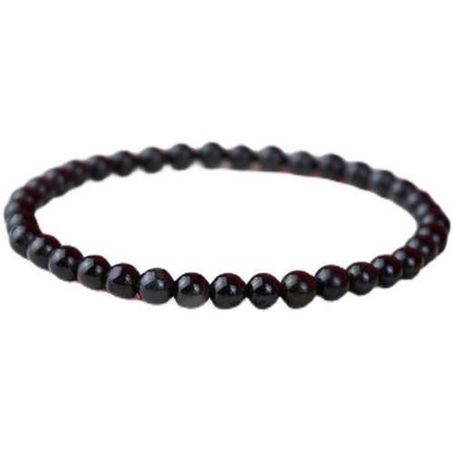 10A级正品乌金黑曜石手链男女本命年招财单圈手串复古风个性百搭 - 图3