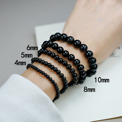 10A级正品乌金黑曜石手链男女本命年招财单圈手串复古风个性百搭 - 图1