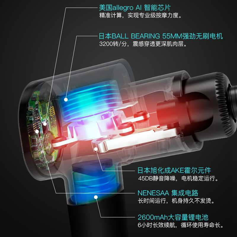 天猫国际进口超市国内现货美国TEZEWA筋膜枪震动按摩器静音电动按摩健身器材肌肉放松筋膜枪2