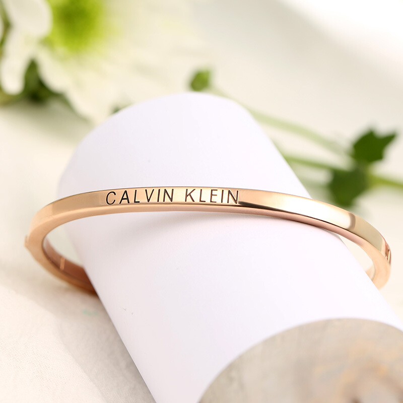 天猫国际进口超市国内现货CK/Calvin Klein 护刻系列时尚手镯男女玫瑰金简约风格情侣细手镯1