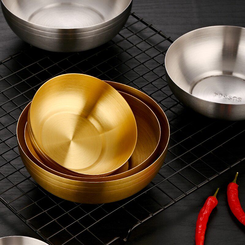 304不锈钢韩式泡菜碗小吃碗沙拉碗米饭碗蘸料碗面碗料理碗圆形