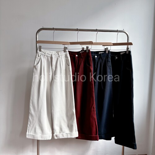 现～sale 249韩国东大门代购冬季新款加绒捏褶翻边直筒裤时尚百搭 - 图3