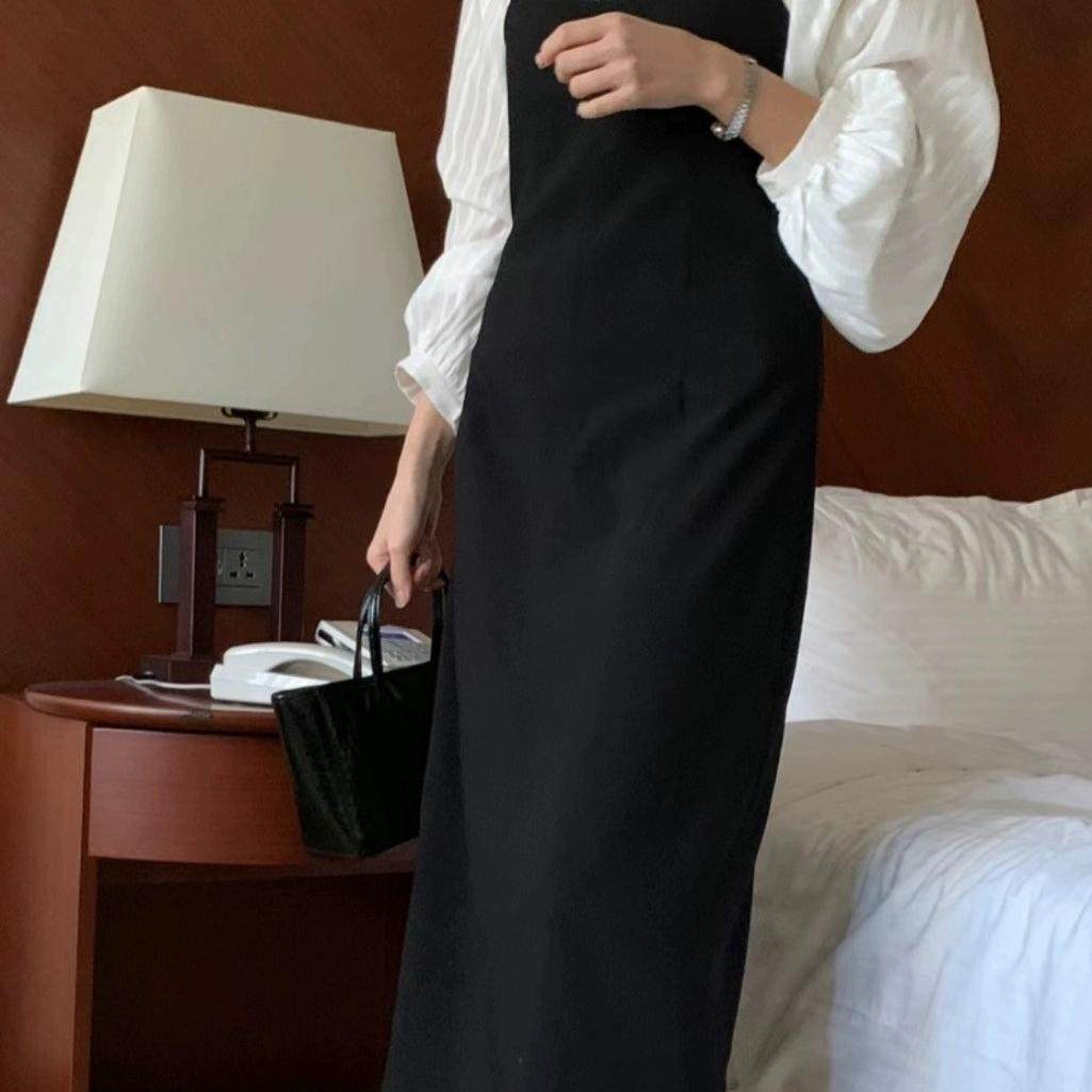 SALE 原265韩国代购bowtie新款黑色吊带连衣裙收腰高级ins风,淘宝优惠券,粉丝福利购,淘宝优惠卷