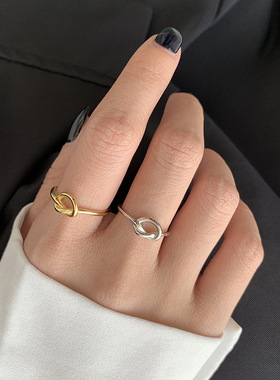 韩国线条冷淡风几何打结百搭戒指