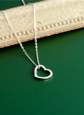 纯银心形甜美风吊坠现货锁骨链