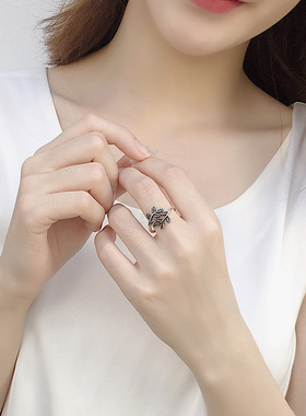 纯银夸张复古百搭做旧戒指
