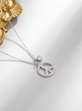 反战风和平标志镂空现货锁骨链