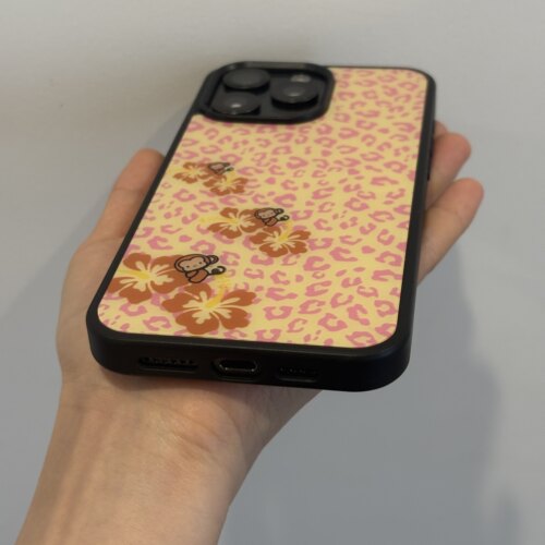 AnotherHill原创豹纹扶桑花小猴子版本黑边亚克力壳适用于iPhone - 图2
