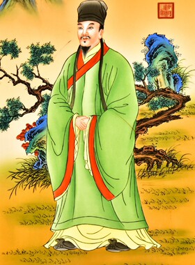 书房文玩壁挂老件木框镶手绘粉彩瓷板画唐宋八大家欧阳修画像挂板