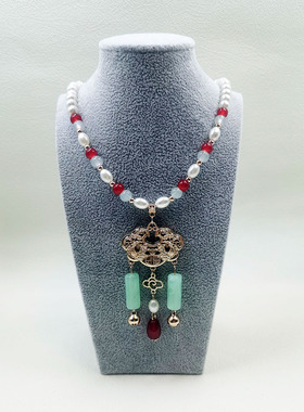 汉服璎珞福字平安锁圆珠链锁骨链