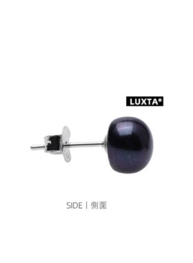 LUXTA S925银 黑珍珠耳钉天然珍珠纯银嘻哈男女同款耳饰潮