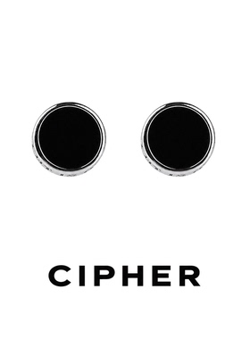 CIPHER原创  S925银天然黑玛瑙耳钉纯银男简约高品质嘻哈女同款潮