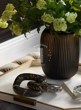 双环多环天然大理石样板间酒店桌面装饰品摆设家居玄关摆件工艺品