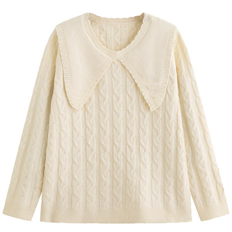 别致风重工钉珠娃娃领打底衫毛衣胖莹莹大码女装秋冬纹理感针织衫,淘宝优惠券,粉丝福利购,淘宝优惠卷