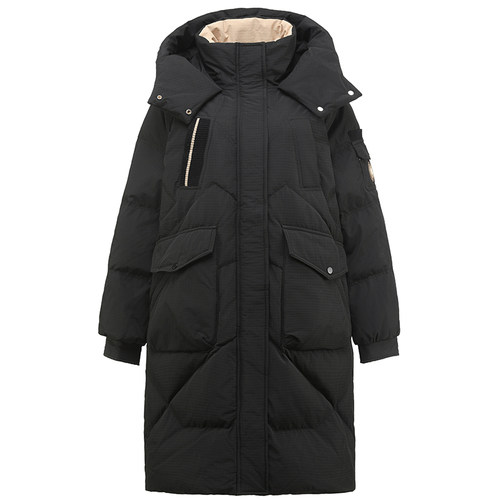 300斤遮肉保暖派克服加厚外套胖莹莹大码女装冬季连帽过膝羽绒服 - 图3