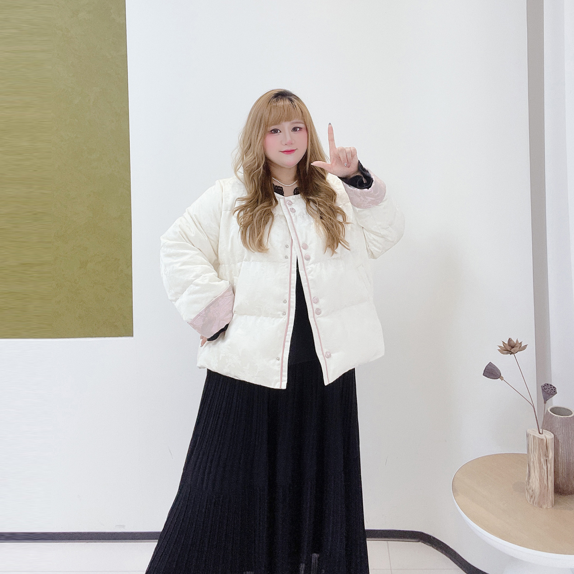 高级感新中式暗纹提花棉服胖莹莹大码女装冬季撞色甜美风加厚外套,淘宝优惠券,粉丝福利购,淘宝优惠卷