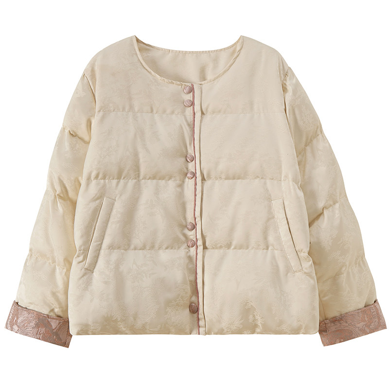 高级感新中式暗纹提花棉服胖莹莹大码女装冬季撞色甜美风加厚外套,淘宝优惠券,粉丝福利购,淘宝优惠卷