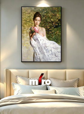 美女装饰画宾馆酒店床头画美容院会所挂画艺术墙画人物壁画油画风