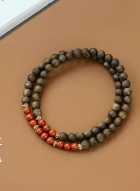 沉香手串白香木双圈小米珠手链莲