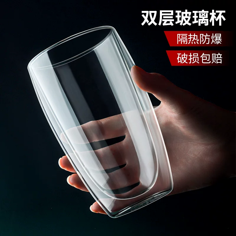 Creative glass coffee capacious tea cup, anti-scald