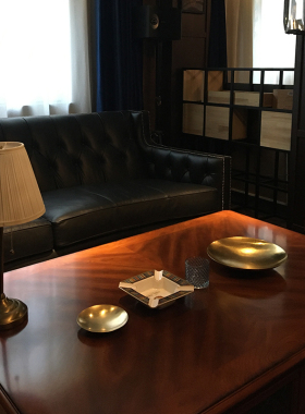 SANTU手工纯黄铜盘精致餐厅家居装饰样板间轻奢简约工艺摆件定制