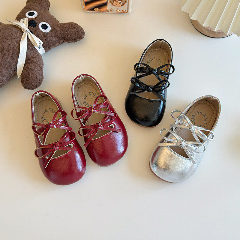 韩版女童春秋新款皮鞋蝴蝶结公主芭蕾舞软底一脚蹬豆豆鞋,淘宝优惠券,粉丝福利购,淘宝优惠卷