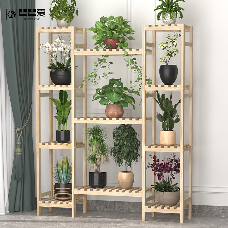 户外阳台大容量实木花架子室内高间距绿萝花盆置物架庭院防腐爬藤 - 图0