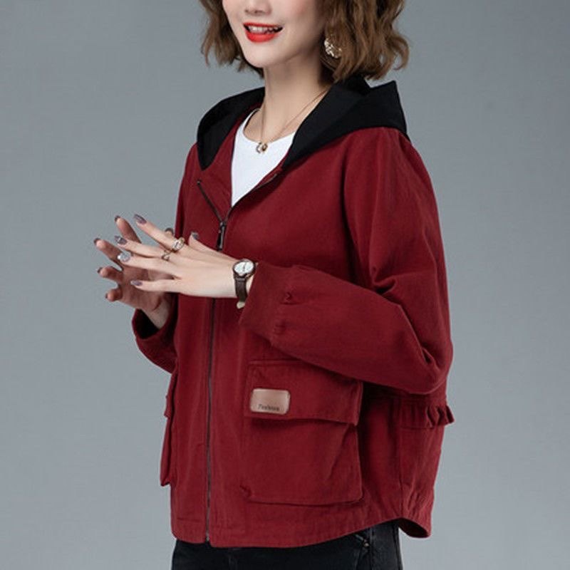 2025新款春季外套女连帽优雅气质百搭宽松显瘦牛仔布休闲夹克上衣