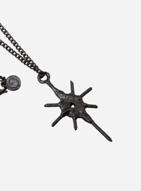 GAOSTUDIOS黑色情绪荆棘感钉体重塑项链手工复古暗黑系古巴链吊坠