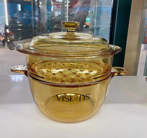 美国康宁玻璃透明锅0.8/2/3L耐高温明火燃气电陶炉直烧汤煮锅煎炸 - 图1