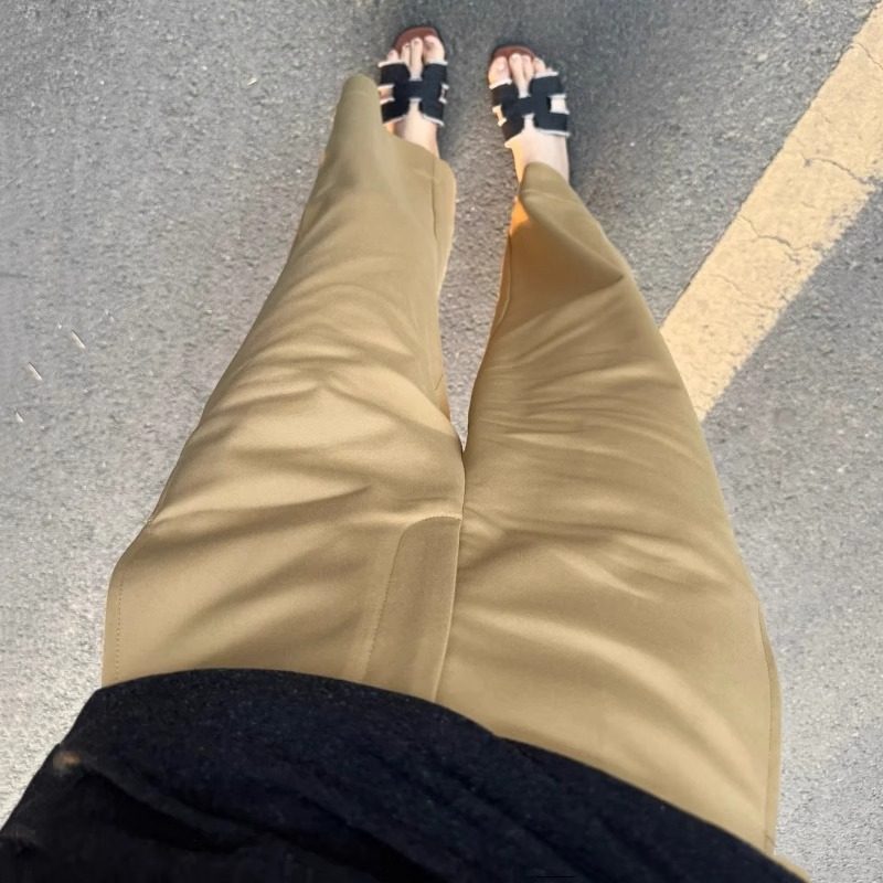 卡其色直筒休闲裤子女2025新款夏季薄款大码显瘦小个子时尚九分裤,淘宝优惠券,粉丝福利购,淘宝优惠卷