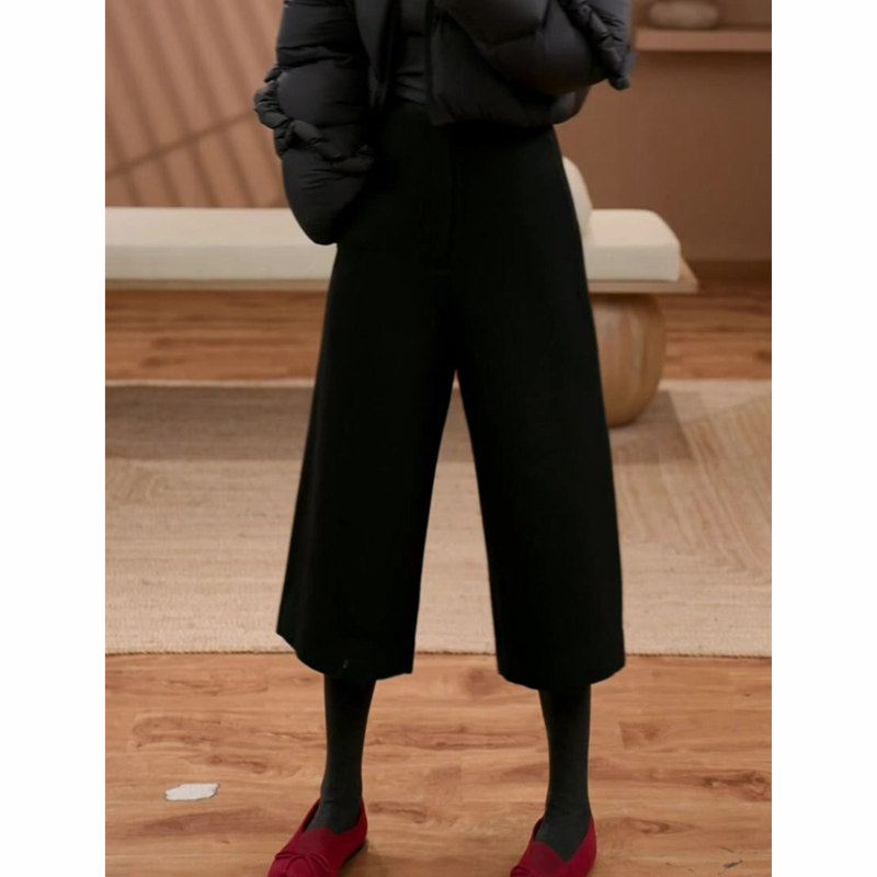 黑色直筒阔腿裤女2025年秋冬新款气质垂感显瘦个性洋气休闲七分裤,淘宝优惠券,粉丝福利购,淘宝优惠卷