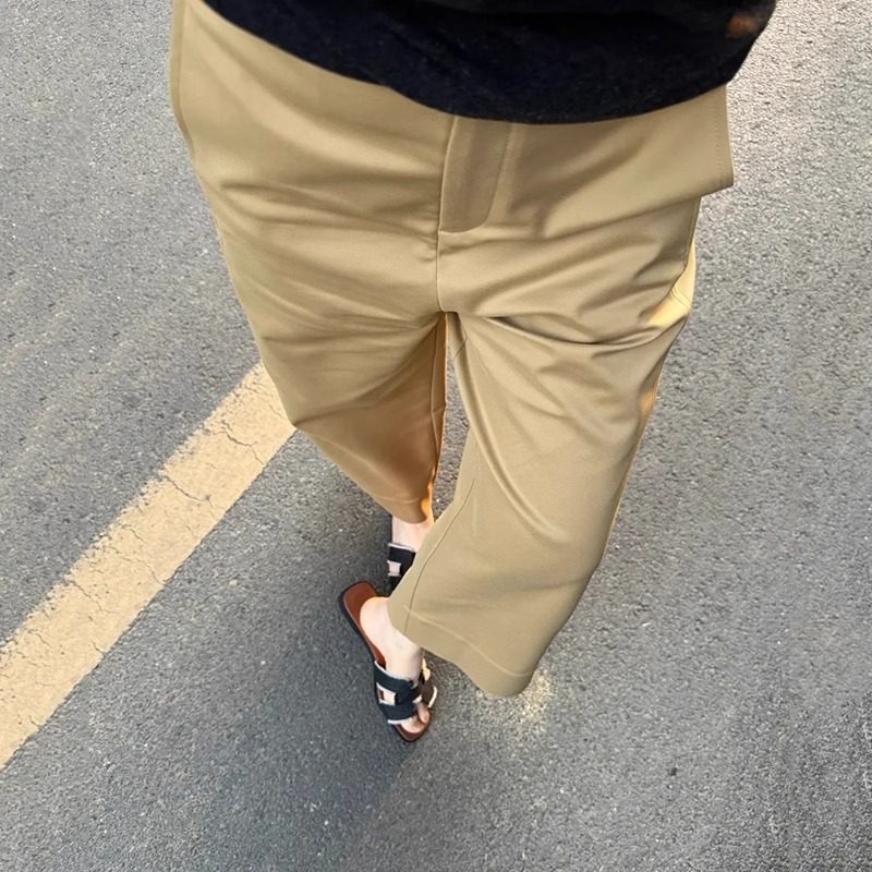 卡其色直筒休闲裤子女2025新款夏季薄款大码显瘦小个子时尚九分裤,淘宝优惠券,粉丝福利购,淘宝优惠卷