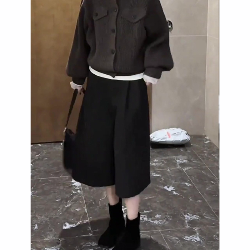 深灰色八分毛呢裤女秋季新款宽松显瘦气质百搭简约时尚休闲阔腿裤,淘宝优惠券,粉丝福利购,淘宝优惠卷