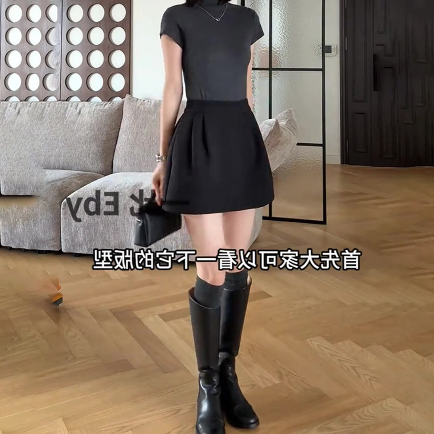 黑色西装花苞短裙女秋季2025新款高腰显瘦遮肉设计师款减龄半身裙,淘宝优惠券,粉丝福利购,淘宝优惠卷