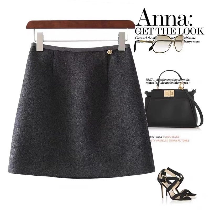 秋冬深灰色加厚羊毛呢短裙高腰A字裙百搭半身裙2025毛呢有内衬裙,淘宝优惠券,粉丝福利购,淘宝优惠卷